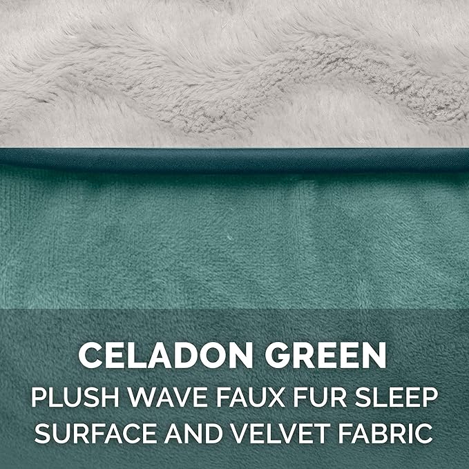 Furhaven Replacement Dog Bed Cover Perfect Comfort Plush & Velvet Waves Sofa-Style, Machine Washable - Celadon Green, Jumbo Plus (XX-Large)
