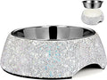 SlowVibes Bling Stainless Steel Dog Bowls,7oz Detachable Rhinestone Metal Food Water Bowl for Feeding Dogs Cats,Rust Resistant Non-Slip Puppy Dish with Gems,Sparkle Essentials for Small Girly Pets