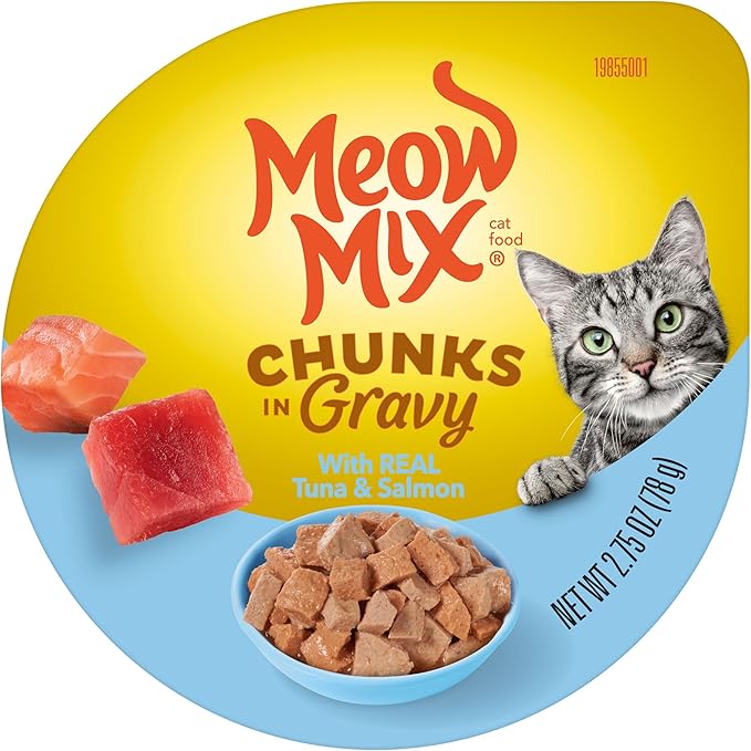Meow Mix Seafood Favorites Chunks in Gravy Wet Cat Food Variety Pack, 2.75 Ounce (Pack of 12)