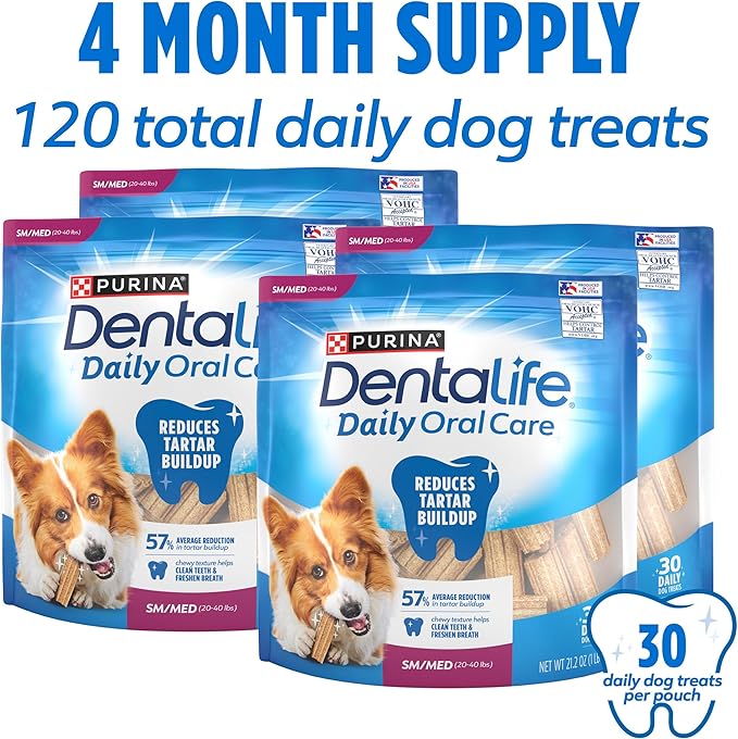Purina DentaLife Daily Oral Care Dog Dental Chews for Small and Medium Breed Dogs - 120 ct.