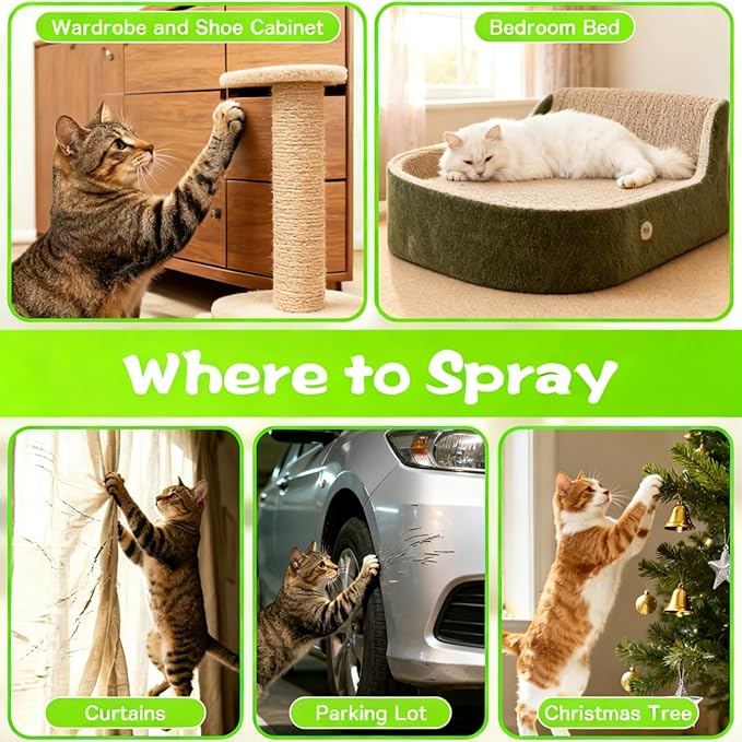Natural Non-Toxic Cat Repellent Spray, Indoor & Outdoor Pet Training Cat Anti-Scratch Spray for Furniture, Carpet, Sofas, Curtain Protection, No Trace Formula (200 ML)