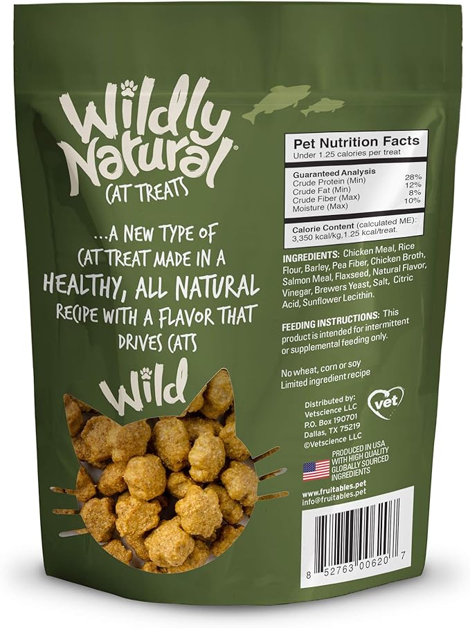 Wildly Natural Cat Treats, 2.5 Ounces, Salmon Flavor (Pack of 2)