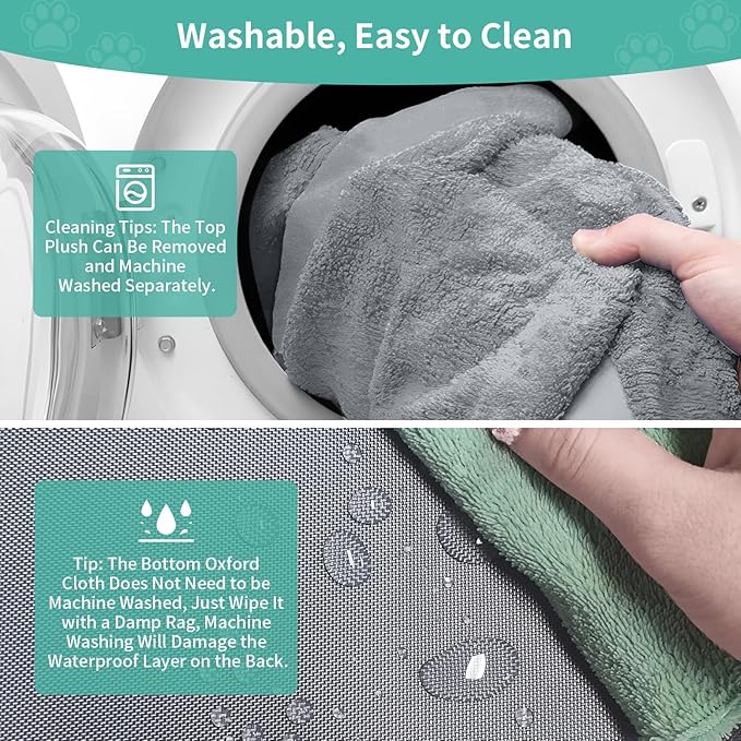 COSHNIBI Dog Bed Covers Replacement Washable,Waterproof Bed Covers Soft Plush Replacement with Zipper & Removable for Dog/Cat 36''Lx27''Wx4''H-Grey