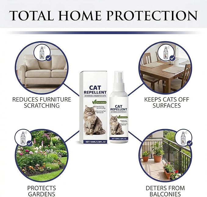 Cat Training Spray with Natural Bitter Extract - Stop Scratching Furniture & Urine Marking, Gentle Deterrent for Indoor Use, Keep Cats Off Counters, Beds, Curtains