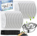 Cat Fountain Filter - 20 Pack & 10 Replacement, Compatible with ORSDA D30 67oz/2L Stainless Steel Pet Water Fountains with Three-Tier Resin Filtration System