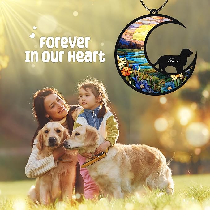 6'' Boykin Spaniel Memorial Suncatcher, Personalized Name Dog Breed, Pet Ornament Window Hanging, Sympathy Gift for Loss of Pet, Passed Away Remembrance Gift for Dog Lovers