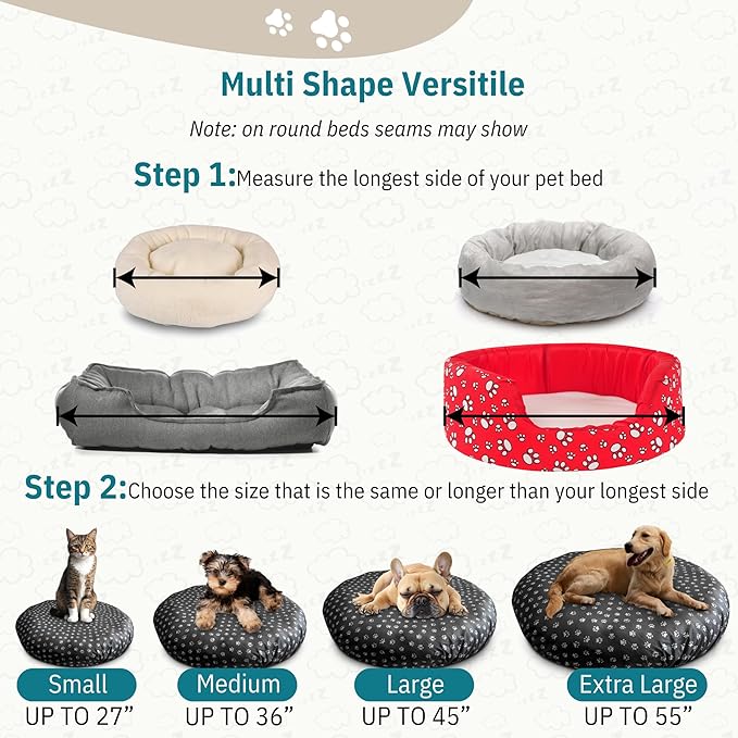 Round Dog Bed Covers Replacement Washable, Dog Bed Washable Cover, for All Shapes (Large (Up to 45″), Paw Chic)