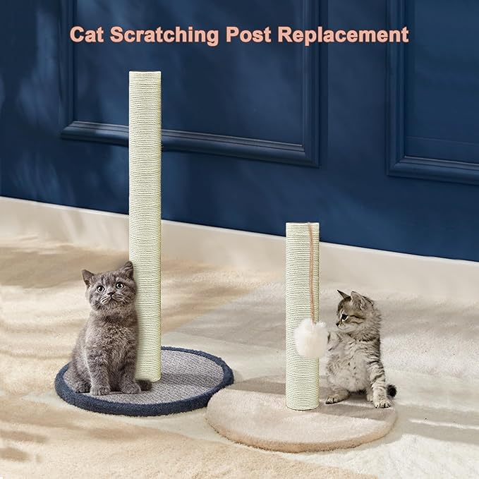 Gothic & Goth Cat Tree Tower Replacement Post - Black, 2 Pack, 15.7in Scratching Post Pole with M8 Screws, Natural Sisal for Cat Tree Repair & Rebuild