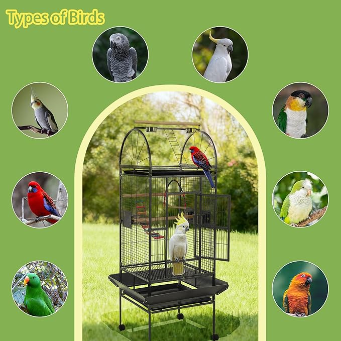 68'' Large Parrot Cage, Large Bird Cages for Parrots,Conure Cage for Birds, Cockatiel Cage with Birdcage Cover,Play Top,Feeders,Slide-Out Tray,Seed Catcher for Cockatoo,African Grey,Lovebird