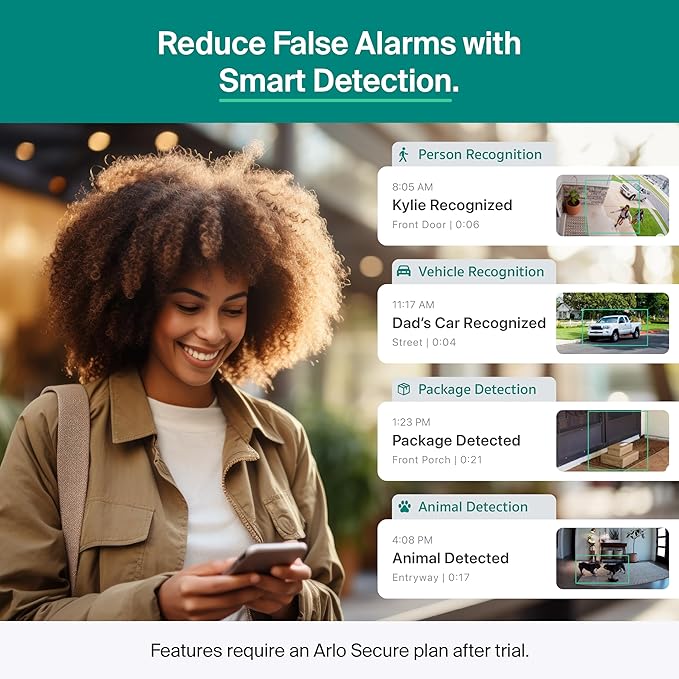 Arlo Essential Pan Tilt Security Camera 2K - Wired Plug-in Power Outdoor Camera, Person Recognition, Package Detection, Animated Preview, 1-Month Trial of Secure Plan, Auto Motion Tracking, 2 Cam