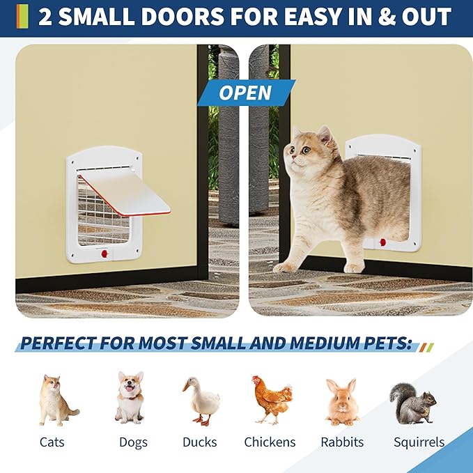 Large Outdoor Cat Enclosure for Multiple Cats - Weatherproof Catio with UV Cover, Platform & Side Door