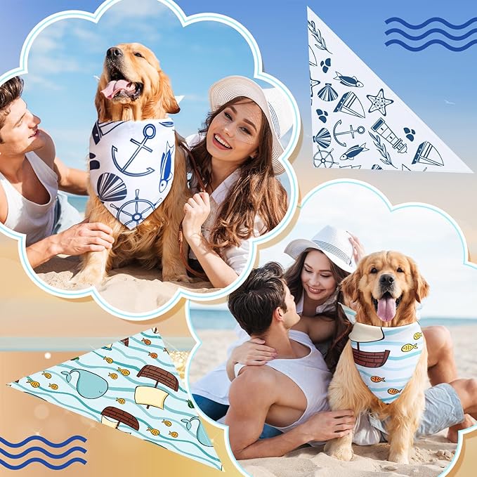 100 Pcs Ocean Dog Bandanas Bulk Pet Bibs Colorful Triangle Pet Ocean Scarf Bandanas for Medium Large Dogs Birthday Summer Beach Holiday Costume Decor