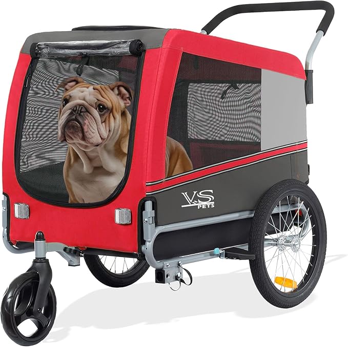 Tiggo Veelar Sports Pets Large Dog Bike Trailer & Stroller for Medium,Large Dog or Multiple Small Dogs, Pet Stroller for Dogs Up to 78 lbs, Parking Brakes, Low Center of Gravity