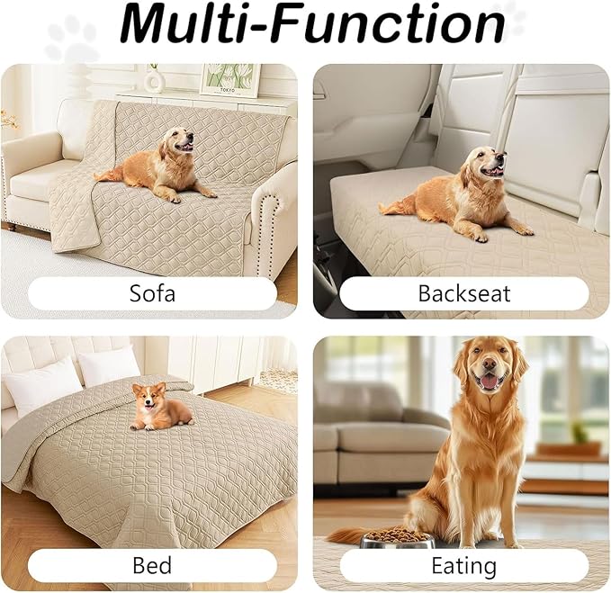 hyha Waterproof Dog Bed Blanket, Soft Pet Blankets, Waterproof Couch Cover for Dogs, Reversible Sofa Covers Washable for Furniture (30x70 Inch, Taupe/Taupe)