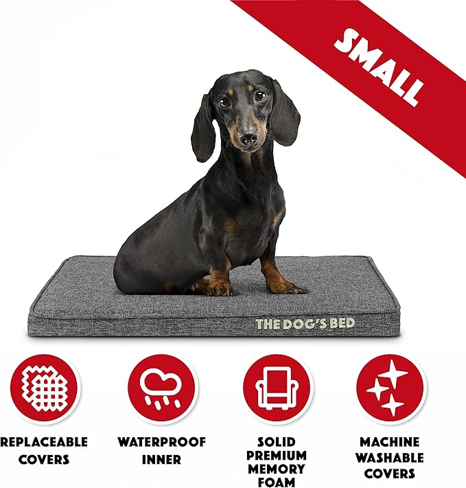 The Dog’s Bed Orthopedic Memory Foam Dog Bed Mattress, Linen Fabric, Grey Linen, Small, 2-Inch