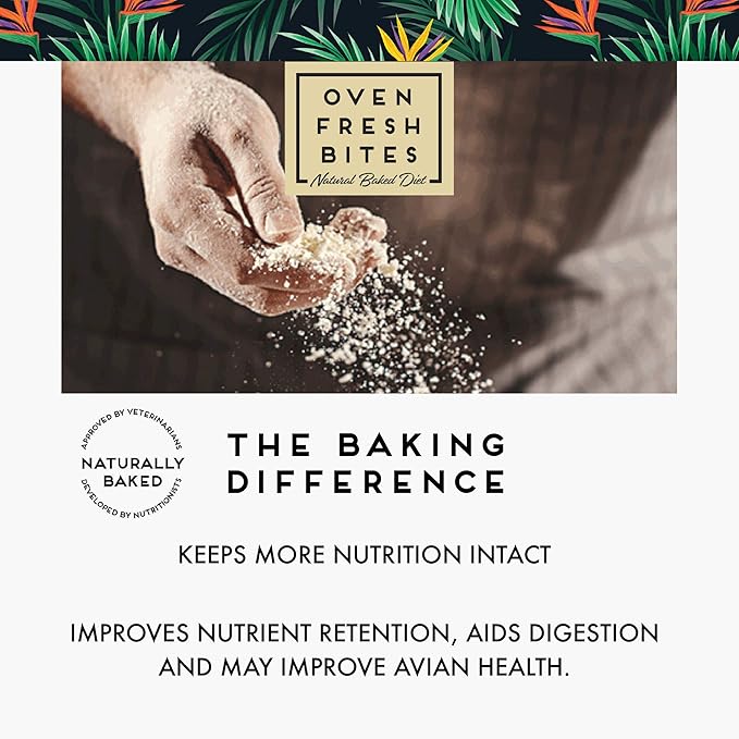 Oven Fresh Bites Natural Baked Avian Diet, All-Natural Bird Food, Whole Grain, Medium Parrot, 15 Lb