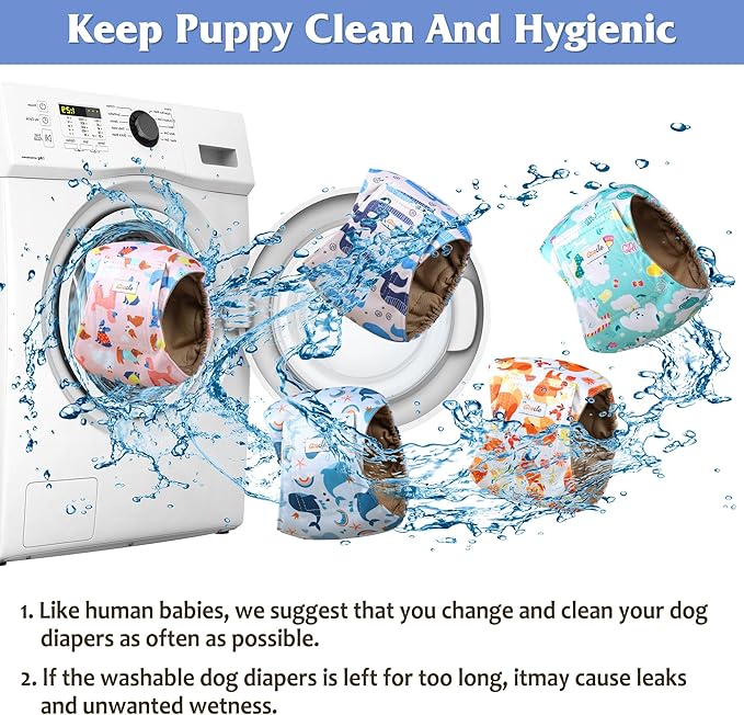 5 Pack Dog Diapers Male Reusable, Premium Belly Bands for Dogs, High Absorbing Male Dog Pee Wraps for Doggie in Incontinence or Excitable Urination,Squirrel M