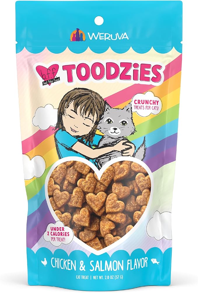 Weruva BFF Toodzies, Chicken and Salmon Crunchy Cat Treats, 2oz Bag