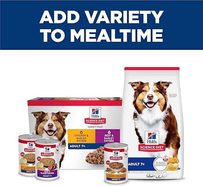Hill's Science Diet Adult 7+ Wet Dog Food, Chicken & Vegetables, 12.8 oz. Cans, 12-Pack