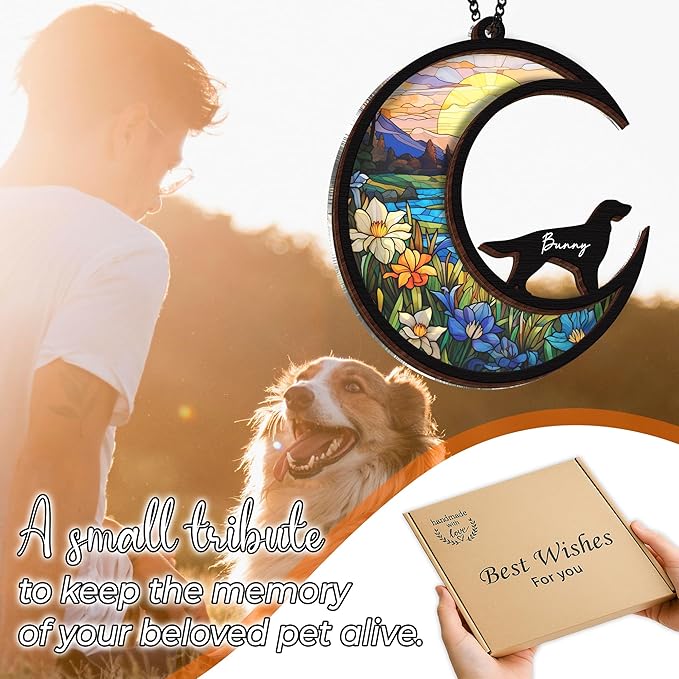 6'' Irish Setter Dog Memorial Suncatcher Personalized Name Dog Breed Pet Ornament Window Car Hanging Sympathy Gift for Loss of Pet Passed Away Remembrance Gift for Dog Lovers SCD-B11-6-72