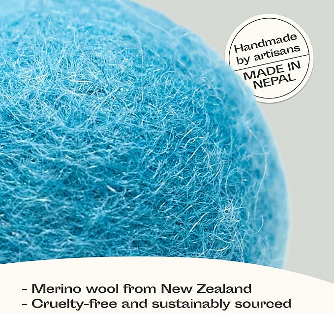 MEOWFIA Wool Ball Toys - 6-Pack of Safe for Cats and Small Dogs Balls - 1.5 Inch Felted Wool Cat Toy and Dog Toy - Perfect with Cat Cave - Silent - Mini Tennis Balls - (2in/Aquamarine)