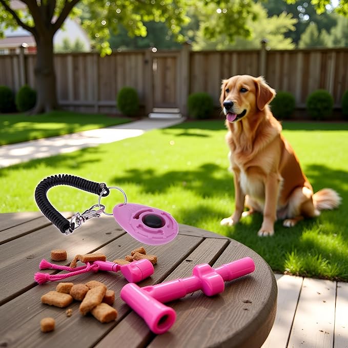 1pc Pink Clicker Easy to Use with Button Dog Training Accessories Strong and Long-Lasting,Training and Behavior Aids