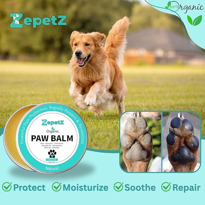 Lick-Safe Organic Paw & Nose Balm for Dogs, Cats & More – All-Natural, Hypoallergenic – Heals, Protects & Restores Dry, Cracked Dog Paws, Snouts & Elbows – Aloe, Avocado Oil, Beeswax – 1.75 oz