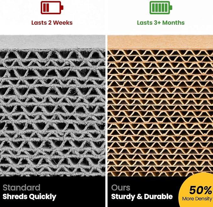 Cat Scratcher, Durable Scratch Pad, Corrugated Cardboard Scratching Board for Indoor Cats, Heavy Duty, Double-Sided Usability, Recyclable, with Catnip, Large, 1 Pack
