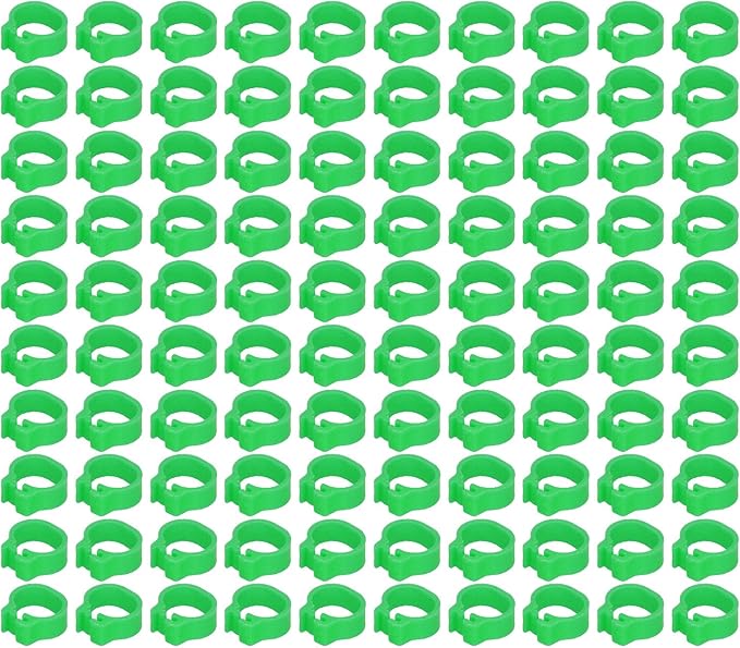 Fydun 100PCS S Leg Rings, 8mm Pigeons Identification Poultry Plastic Bird Foot Clip Pool Vacuum Hoses Bands No Words SuppliesOrange Health Supplies Band for Identify Orange (Green)