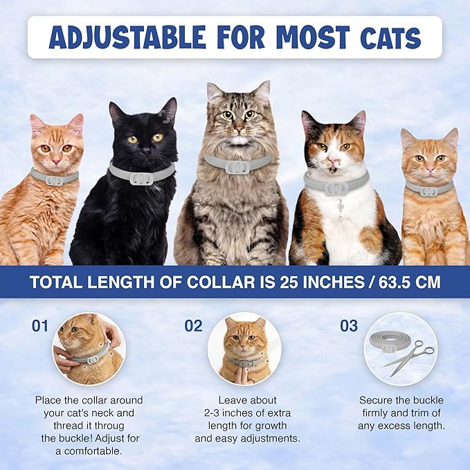 Cat Flea and Tick Collar (2 Pack) – Natural Waterproof Flea Collar for Cats & Kittens with 8 Month Protection Adjustable Cat Flea Collar Includes Tick Removal Tools & Flea Comb