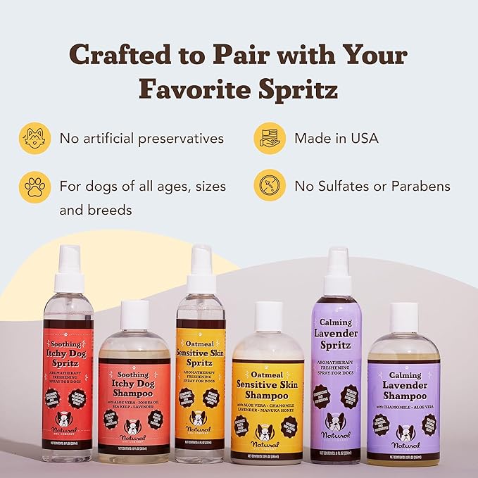 Natural Dog Company Calming Lavender Shampoo – Hypoallergenic, Sulfate & Paraben Free – Aloe Vera & Chamomile Soothing Wash for Sensitive, Stressed & Itchy Dogs – All Breeds & Ages – 12 oz