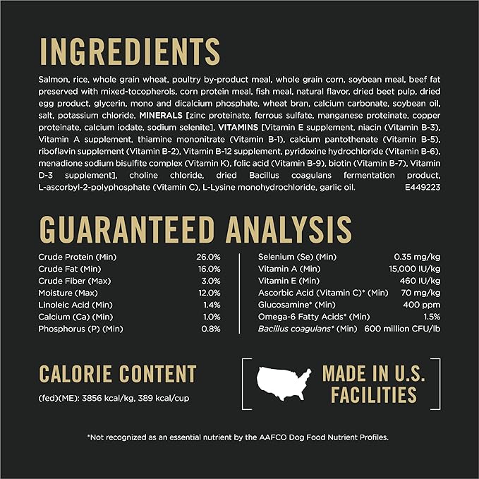 Purina Pro Plan Complete Essentials Shredded Blend Salmon and Rice Dog Food Dry Formula with Probiotics for Dogs - 33 lb. Bag