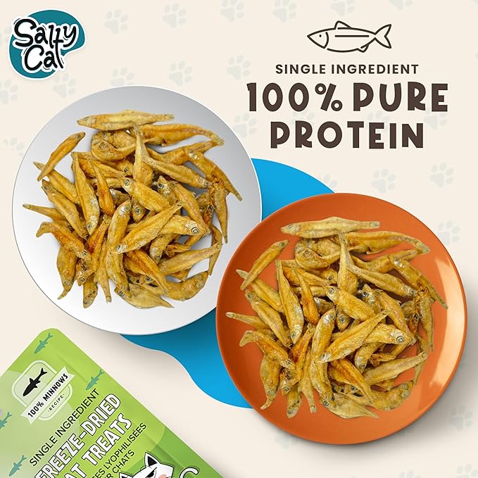 Salty Cat 100% Natural Freeze-Dried Minnows Cat Treats, 10g (12 Pack)