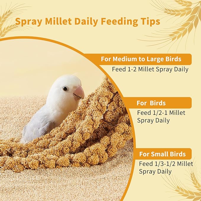 Fhiny Millet Spray for Birds, 1.1LB Natural Sun-Dried Millet for Birds Original Parakeet Food & Treats Spray for Parakeets Parrots Cockatiels Lovebirds Finches Budgies Hamsters