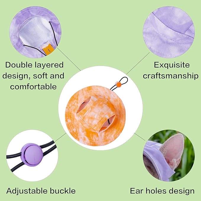 Pet hat with Ear Holes Sunscreen Baseball Cap Suitable for Small and Medium-Sized Dogs Outdoor Climbing hat in Summer Pet Products (Orange, Large)
