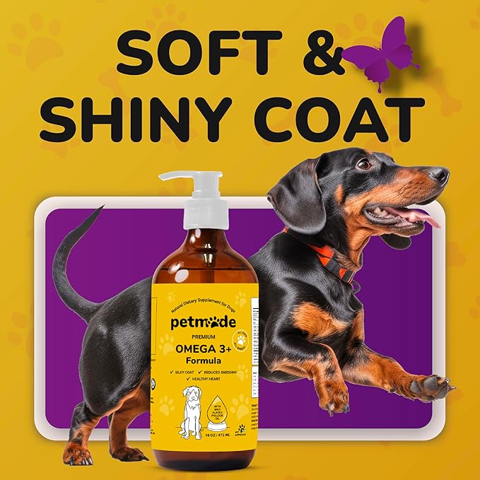 Omega 3 Fish Oil for Dogs Skin and Coat - Wild Alaskan Pollock Oil for Itchy Skin- Omega 3 Fatty Acids - Vet Approved Liquid EPA & DHA Supplements - with Zinc, Vitamin C, B2, B7 & E - 16 Fl Oz