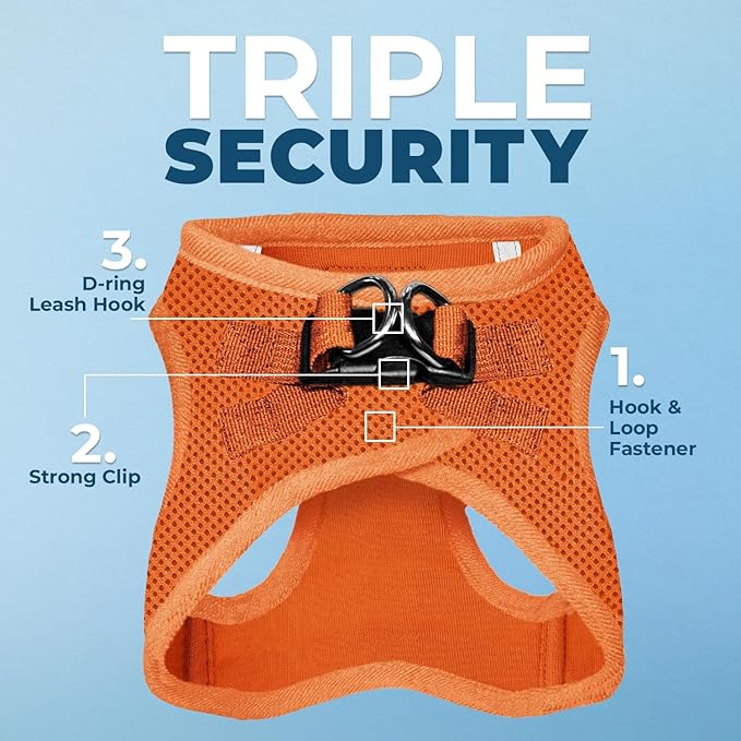 Best Pet Supplies Voyager Step-in Air Harness - All Weather Mesh, Reflective, No Pull Harness for Dogs, Cats - Secure with Hook & Loop Fastener, Buckle, Double D-Rings - Orange, XS