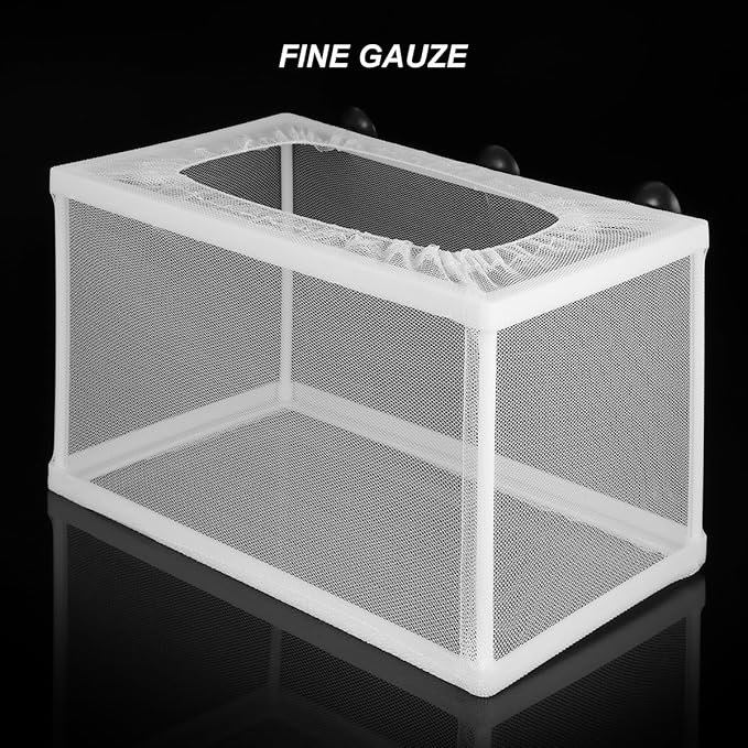 POPETPOP Small Fish Tank Fish Tank Net - Big Size Fish Hatchery Box Separation Net - Fry Hatchery Incubator Mesh with Suction Cup for Aquarium Hermit Crab Cage