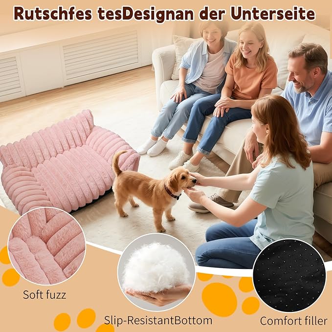 Indoor Pet Sofa Bed | Cat Sofa Bed, Soft Square Pet Bed, Indoor Non-Slip Cat Bed, Comfortable Plush, Suitable for Small to Medium Cats and Dogs (White, M(23.62 * 17.71 * 9.84in))
