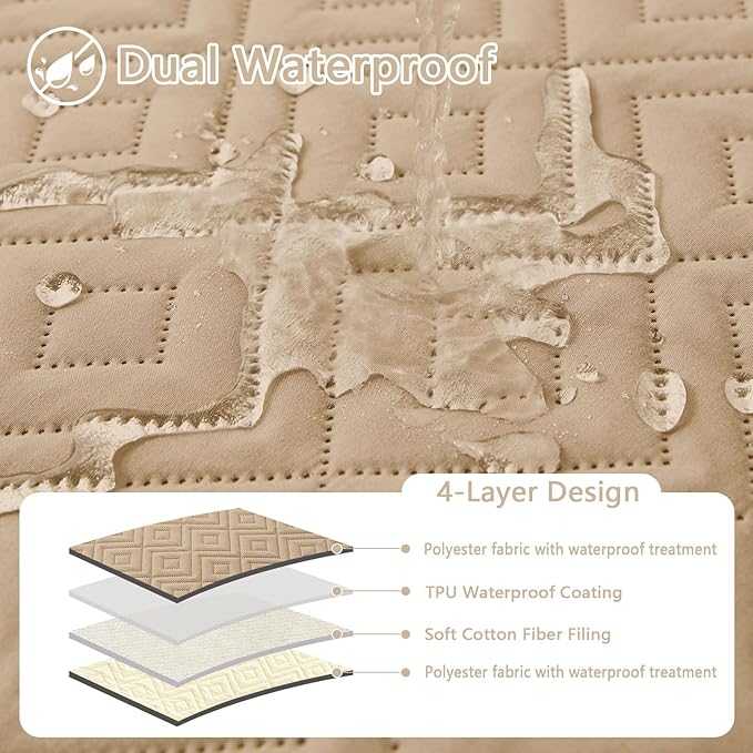 hyha Waterproof Dog Blanket, Soft Pet Bed Blankets, Waterproof Sofa Couch Cover for Dogs Washable, Reversible Pet Couch Covers for Sofa Furniture (30x80 Inch, Camel/Beige)