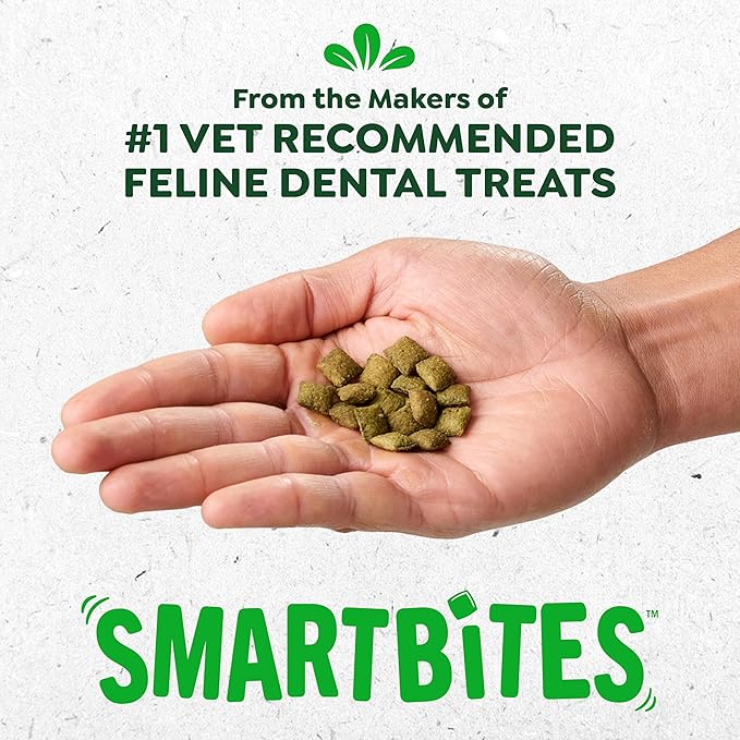 Greenies Cat Treats, Feline Smartbites, Skin & Fur Health, Crunchy and Soft Cat Treats, Salmon Flavor, 4.6 oz. Pack