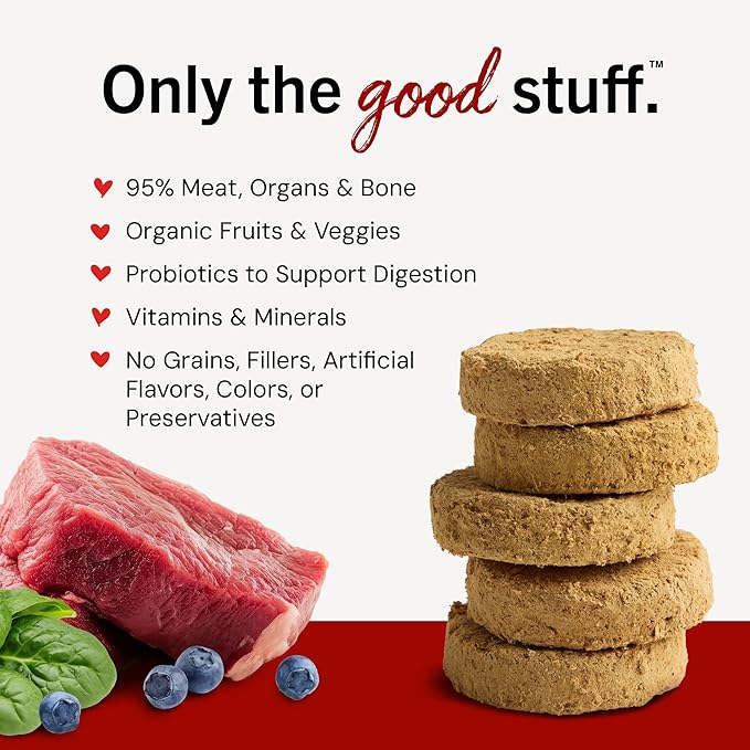 Stella & Chewy's Freeze-Dried Raw Dinner Patties - Remarkable Red Meat Blend - High Protein Grain-Free Puppy & Dog Food - Perfect For Picky Eaters - 5.5 oz