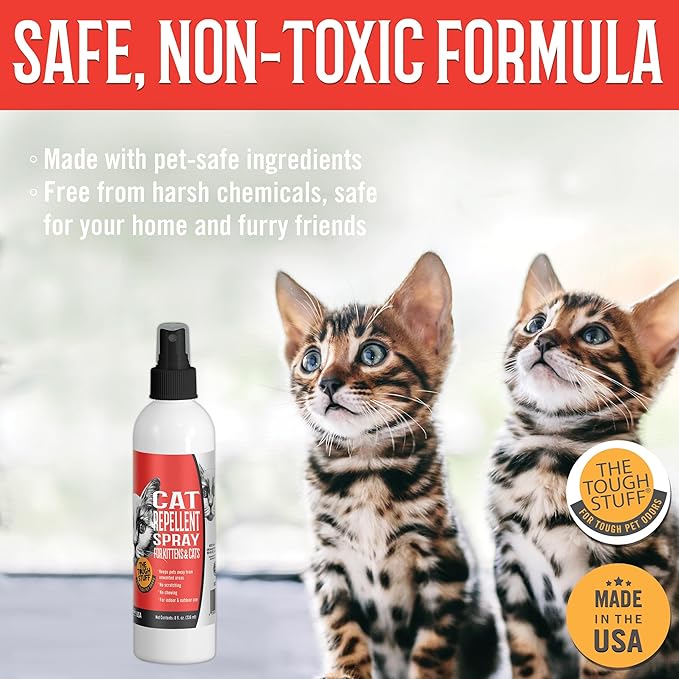 Nilodor Arkwright Tough Stuff Cat Repellent Spray - Natural Formula Discourages Scratching, Chewing & Biting, Safe for Kittens & Cats, Effective Training Aid, Made in The USA, 8 fl. oz. Spray
