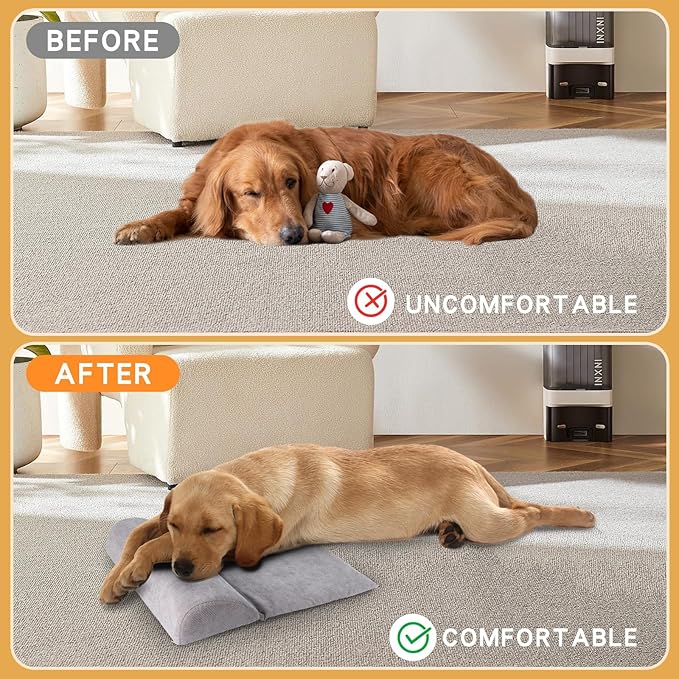Dog Bolster Pillow with High Resilience Foam, Headrest for Medium Small Dogs, Benefit for Cervical Vertebra and Neck, Easy to Carry, Machine Washable Cover＆Easy to Clean