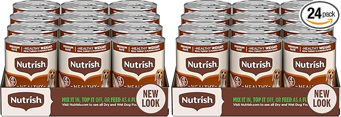 Nutrish Rachael Ray Weight Management Wet Dog Food Premium Paté Real Turkey & Pumpkin Recipe,13 oz. Can,(Pack of 24)
