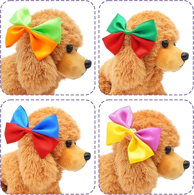 24PCS Big Dog Hair Bows with Rubber Band for Large Dog Long Hair Girl Boy Male Female Bowknot Grooming Accessories