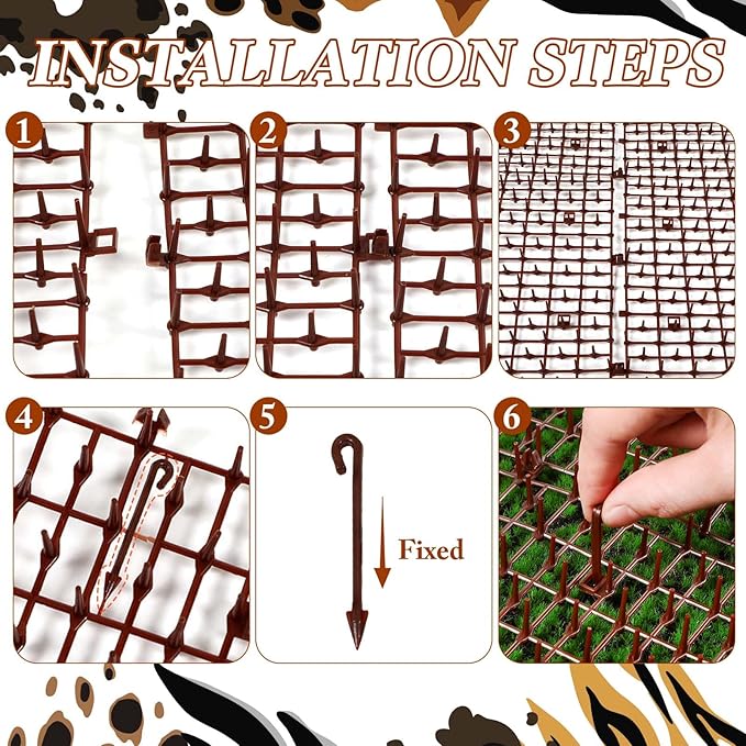 Zopeal 6.5ft Cat Repellent Mat with 8 Ground Stakes 8 Zip Ties, Spikes Deterrent Mat Keep Dog Off Couch for Indoor Outdoor Keep Pet Off Yard Garden, 79 x 12 Inch/1 Roll
