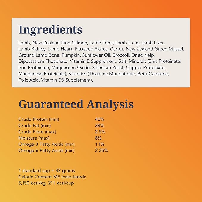K9 Natural Lamb & King Salmon Freeze Dried Dog Food, High-Meat Natural Complete Meal or Meal Toppers for Dogs, Grass-Fed Lamb & King Salmon from New Zealand, Grain-Free, GMO-Free, 8lb