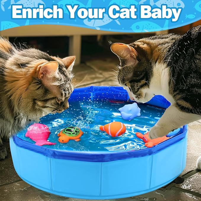 BABORUI Cat Pool Toy with Fish-Water Cat Toys, Portable Cat Pool Toy, Cat Water Toys for Bored Indoor Cats, Interactive Cat Toys for Indoor Cats for Endless Self Play