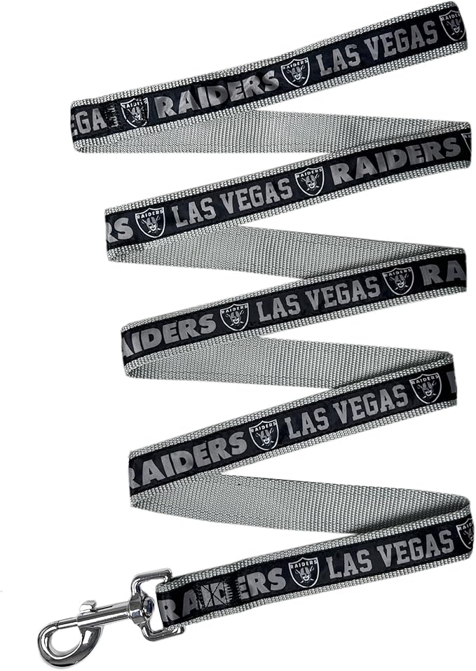 NFL PET Las Vegas Raiders Dog Leash, Medium Football Team Leash for Dogs & Cats - Shiny & Colorful, Licensed by The NFL